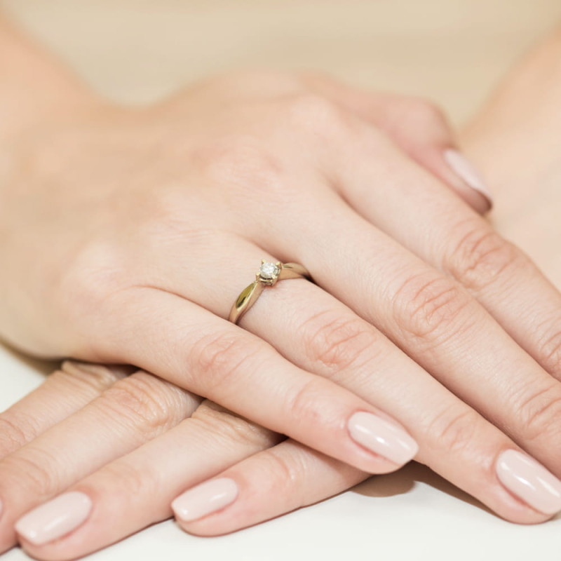 "Pierścionek W171 Diament 0,12ct żółte złoto - Daimana.pl: Najwy