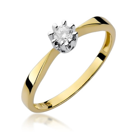 "Pierścionek W173 z diamentem 0,15ct w żółtym złocie - Daimana.p
