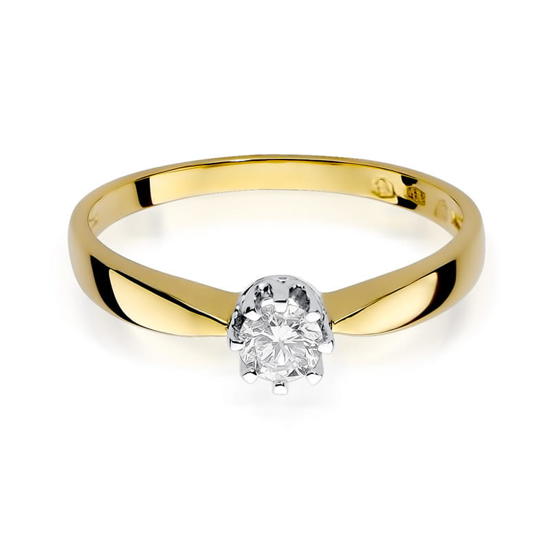 "Pierścionek W173 z diamentem 0,15ct w żółtym złocie - Daimana.p