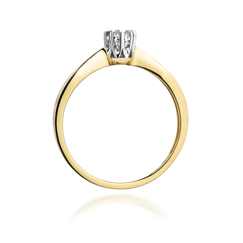 "Pierścionek W173 z diamentem 0,15ct w żółtym złocie - Daimana.p