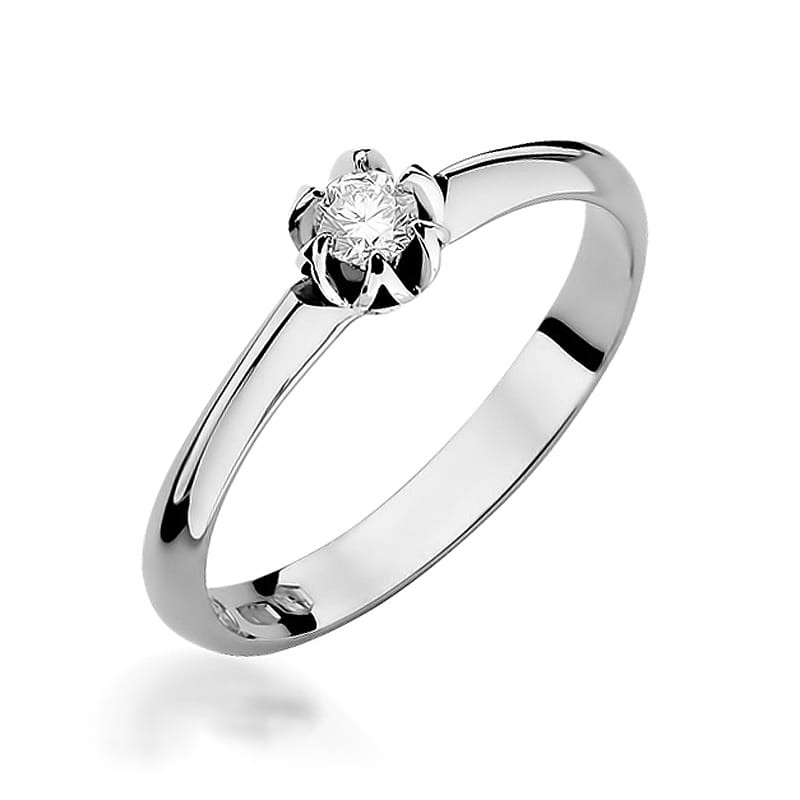 Pierścionek W134 Diament 0,10ct białe złoto