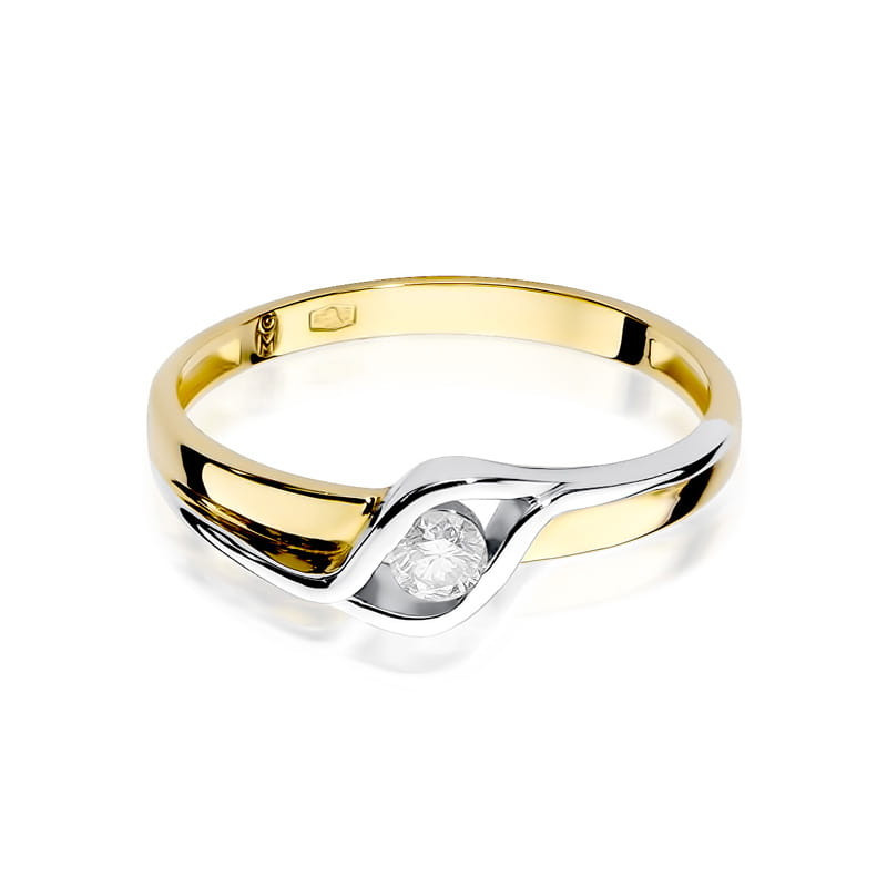 "Pierścionek W178 Diament 0,10ct | Żółte Złoto | Daimana.pl"