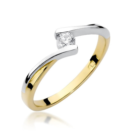 "Pierścionek W180 z diamentem 0,10ct w żółtym złocie - Daimana.p