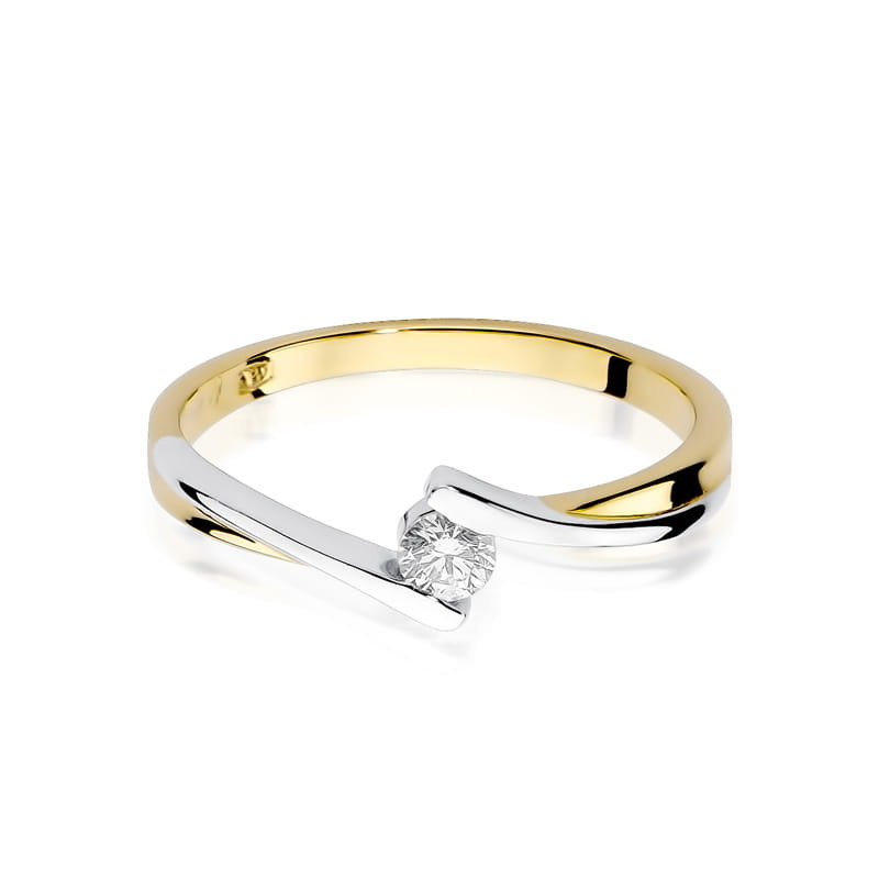 "Pierścionek W180 z diamentem 0,10ct w żółtym złocie - Daimana.p