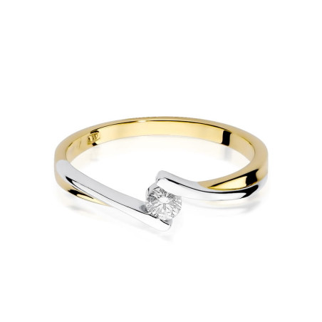 "Pierścionek W180 z diamentem 0,10ct w żółtym złocie - Daimana.p