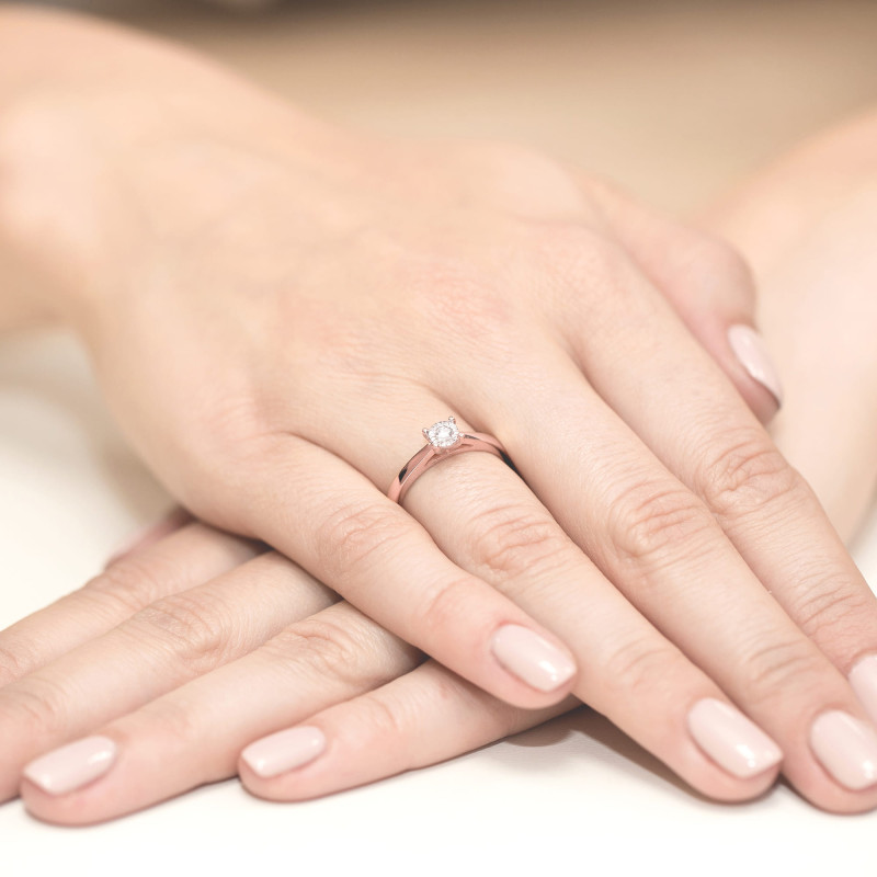 Pierścionek W007 Diament 0,08ct różowe złoto