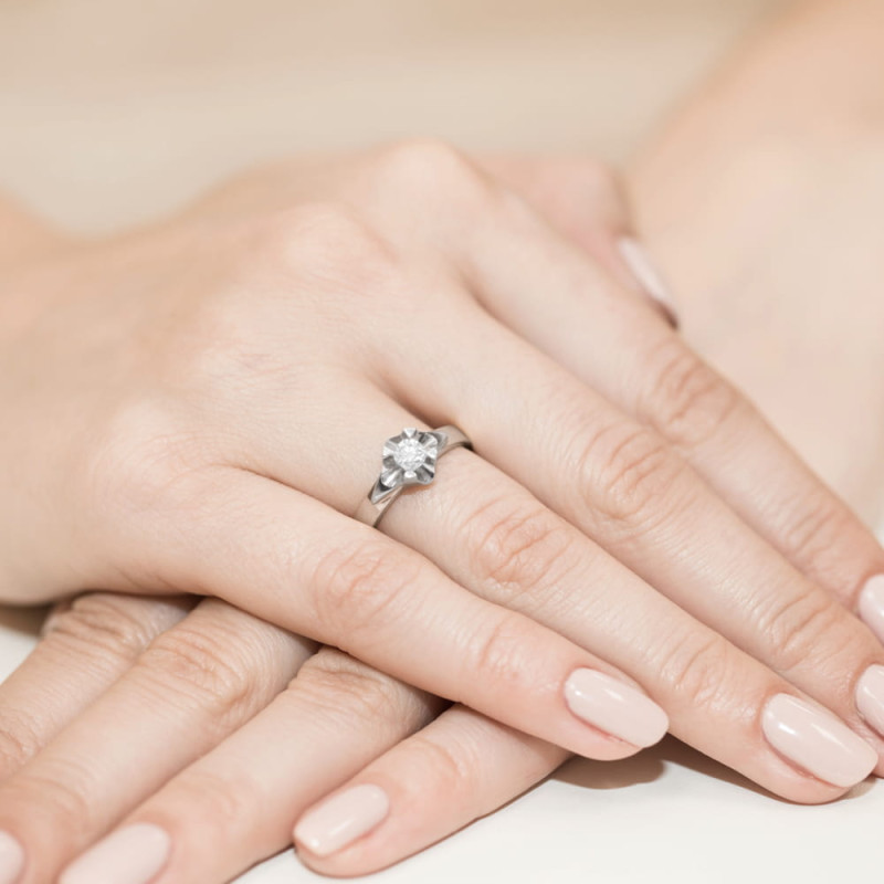 Pierścionek W155 Diament 0,20ct białe złoto
