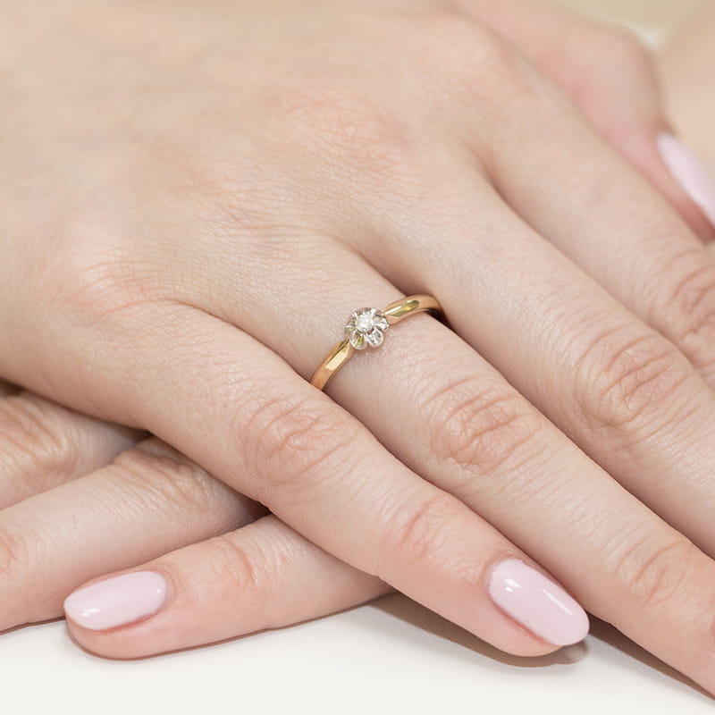 "Pierścionek W187 Diament 0,04ct żółte złoto - Daimana.pl | Eksk