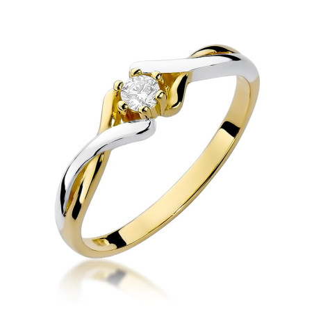 "Pierścionek W190B Diament 0,08ct żółte złoto - Daimana.pl"