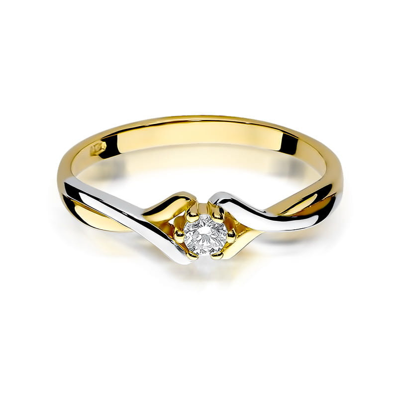 "Pierścionek W190B Diament 0,08ct żółte złoto - Daimana.pl"