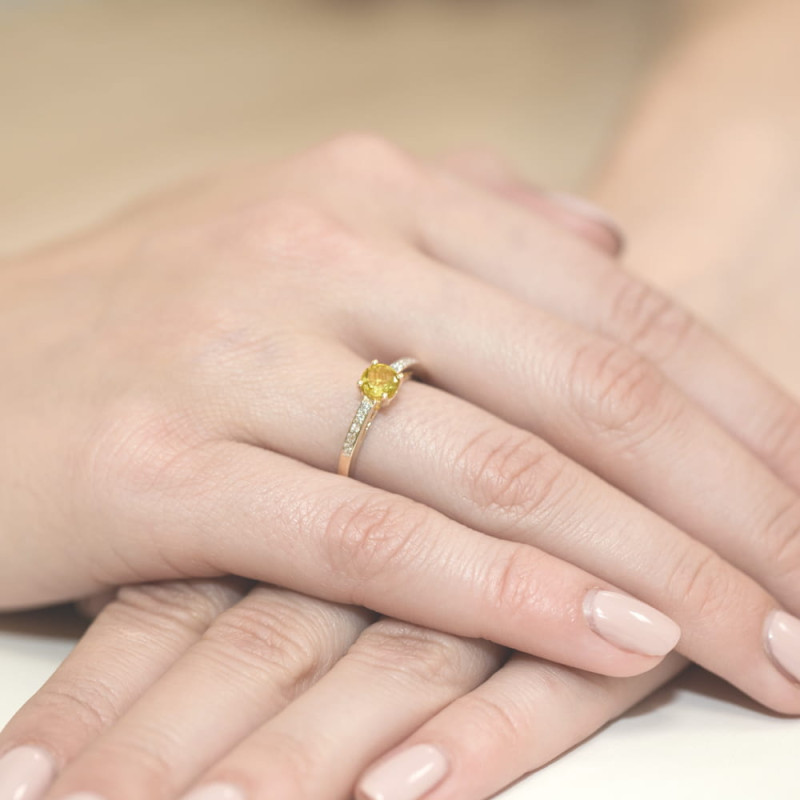 "Pierścionek W066 Cytryn 0,50ct żółte złoto - Daimana.pl | Najwy