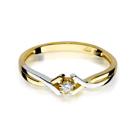 "Pierścionek W190 Diament 0,04ct żółte złoto - Daimana.pl: Najwy