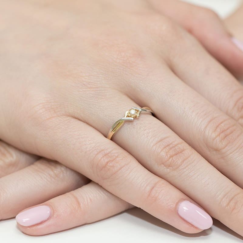 "Pierścionek W190 Diament 0,04ct żółte złoto - Daimana.pl: Najwy