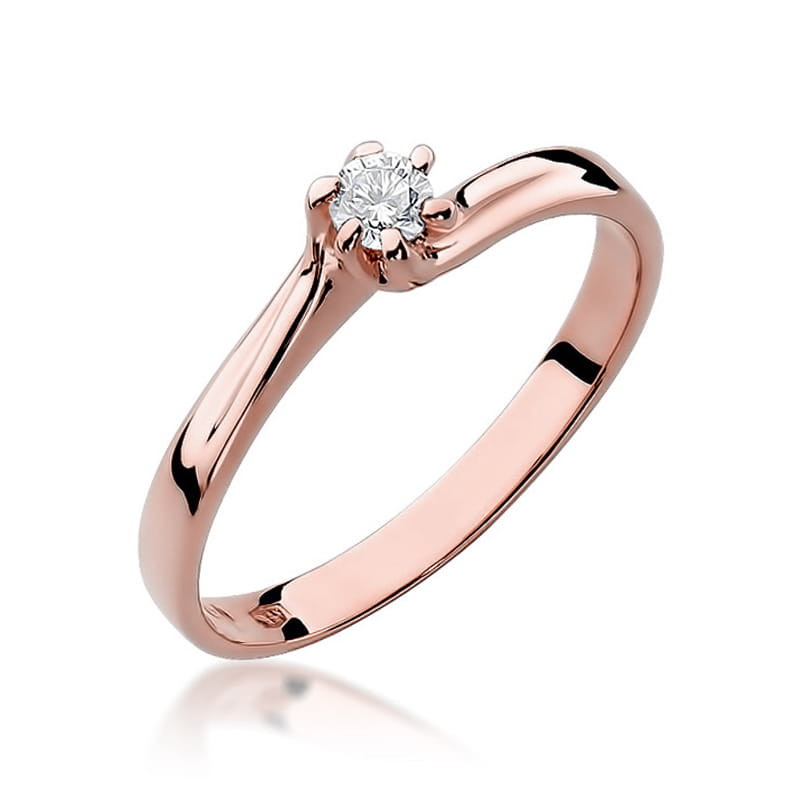 Pierścionek W021 Diament 0,10ct różowe złoto