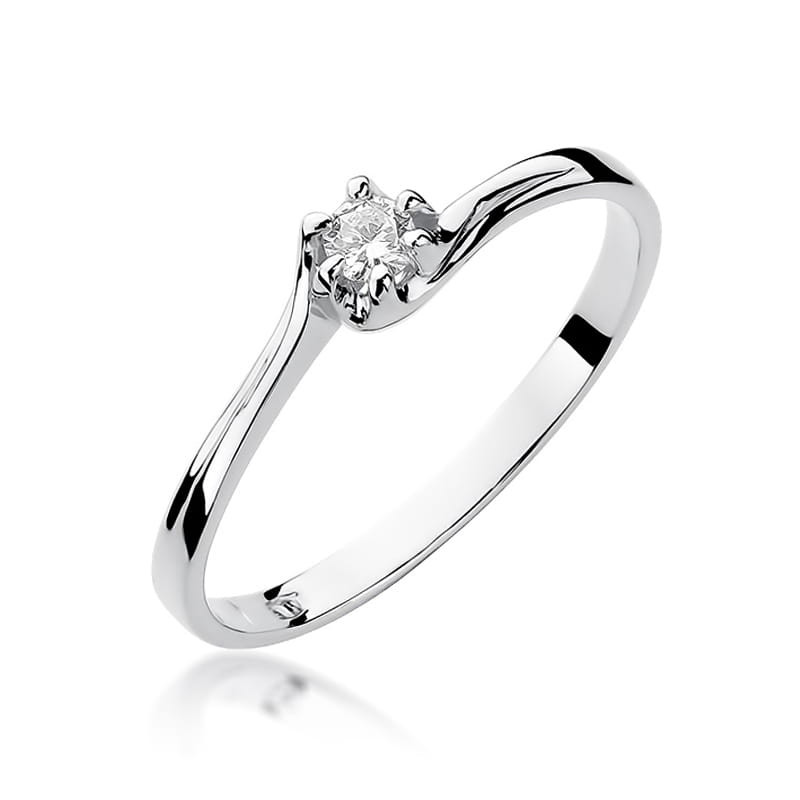 Pierścionek W163 Diament 0,10ct białe złoto