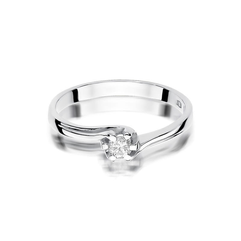 Pierścionek W163 Diament 0,10ct białe złoto