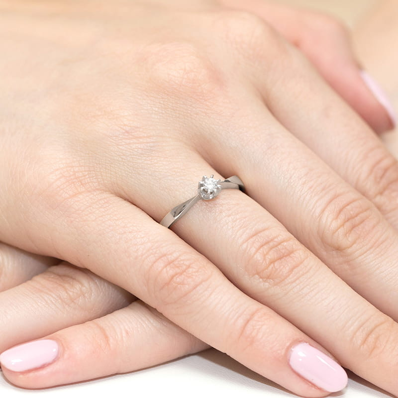 Pierścionek W173 Diament 0,15ct białe złoto