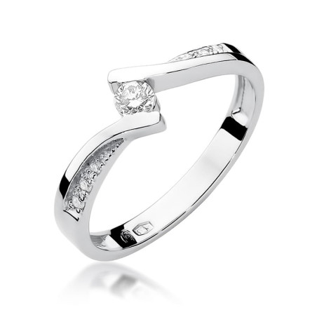 Pierścionek W177 Diament 0,13ct białe złoto