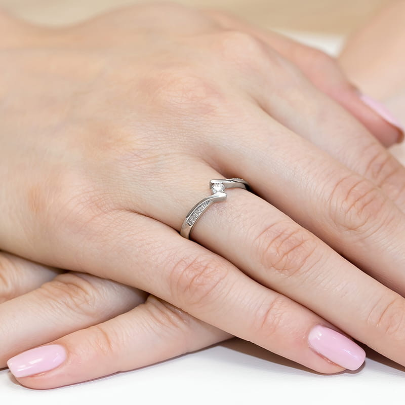 Pierścionek W177 Diament 0,13ct białe złoto
