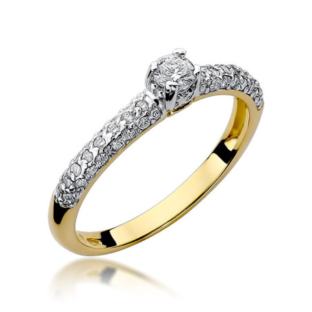 "Pierścionek W200 z diamentem 0,15ct w żółtym złocie | Daimana.p