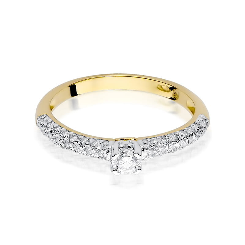 "Pierścionek W200 z diamentem 0,15ct w żółtym złocie | Daimana.p