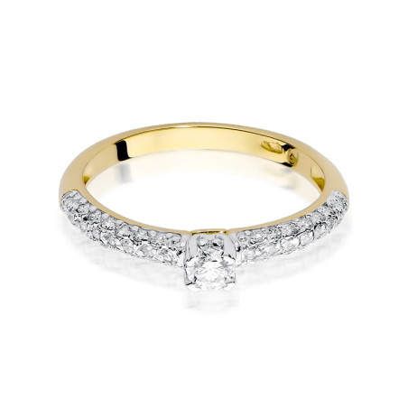 "Pierścionek W200 z diamentem 0,15ct w żółtym złocie | Daimana.p