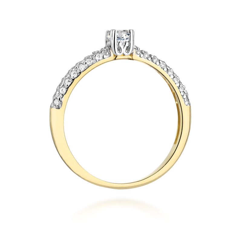 "Pierścionek W200 z diamentem 0,15ct w żółtym złocie | Daimana.p