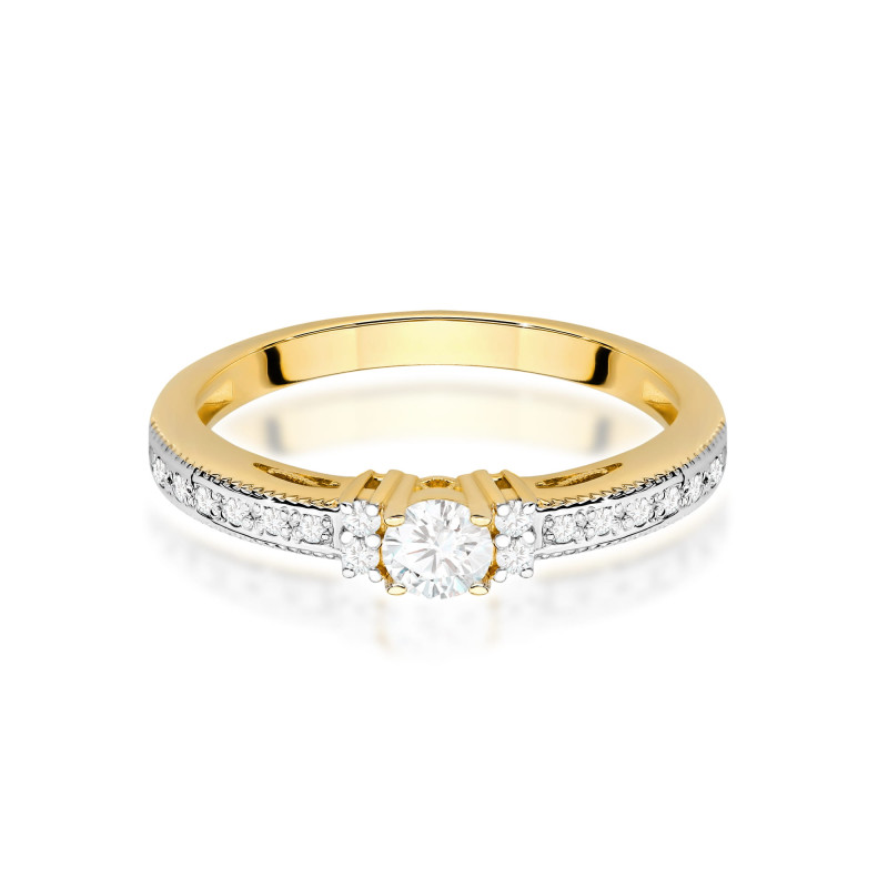 "Pierścionek W201 Diament 0,13ct Żółte Złoto - Daimana.pl"