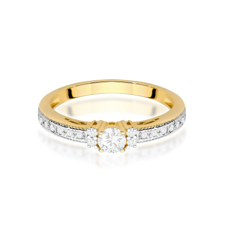 "Pierścionek W201 Diament 0,13ct Żółte Złoto - Daimana.pl"