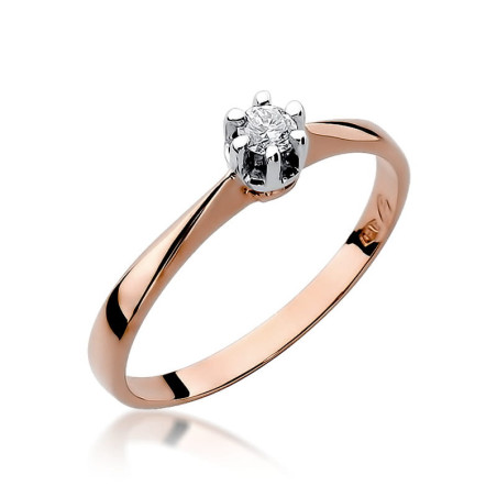 Pierścionek W036 Diament 0,10ct różowe złoto