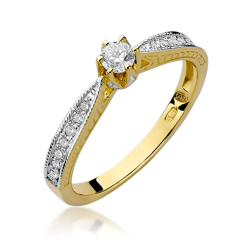 "Pierścionek W202 z diamentem 0,15ct w żółtym złocie - Daimana.p