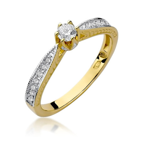 "Pierścionek W202 z diamentem 0,15ct w żółtym złocie - Daimana.p