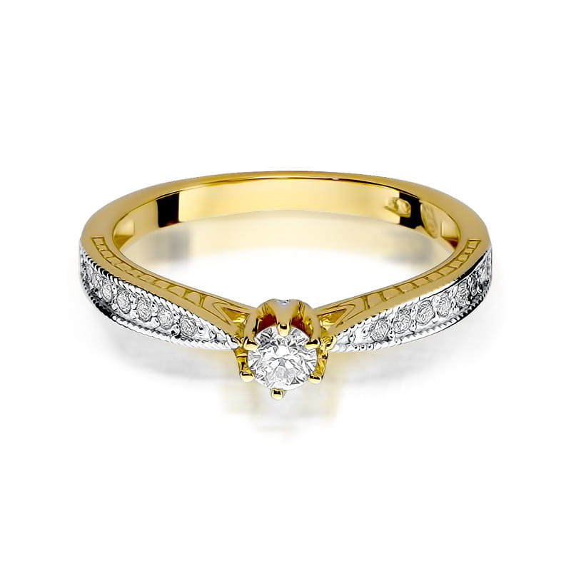"Pierścionek W202 z diamentem 0,15ct w żółtym złocie - Daimana.p
