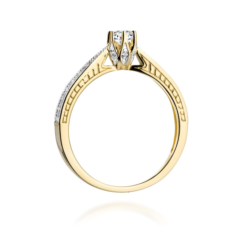 "Pierścionek W202 z diamentem 0,15ct w żółtym złocie - Daimana.p