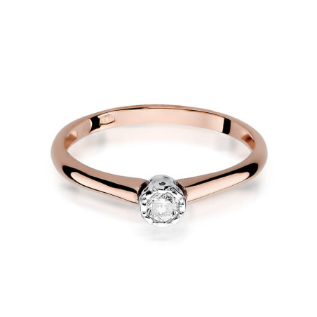 Pierścionek W042 Diament 0,13ct różowe złoto