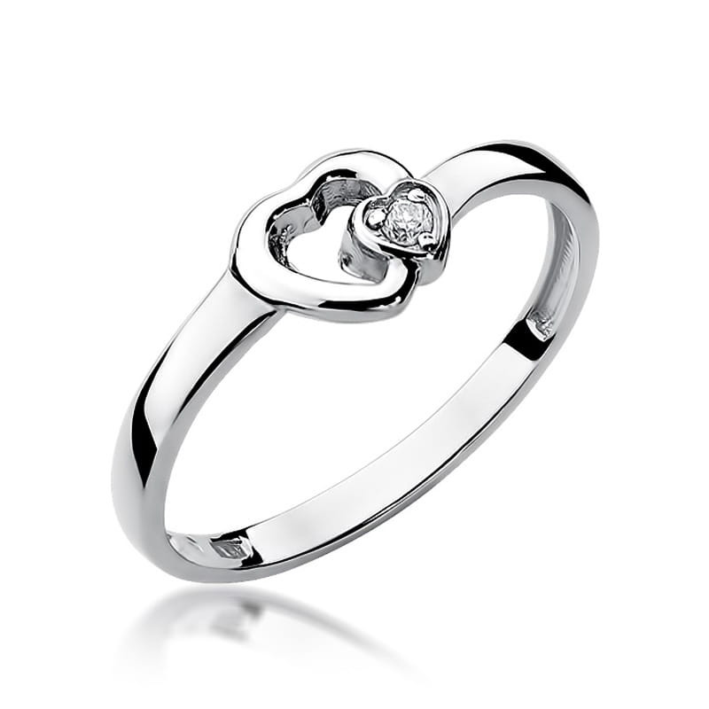 Pierścionek W188 Diament 0,02ct białe złoto