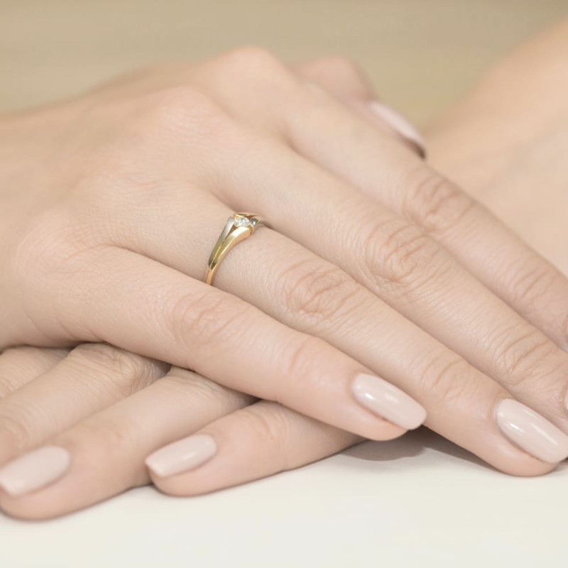 "Pierścionek W207 Diament 0,08ct żółte złoto - Daimana.pl | Eleg