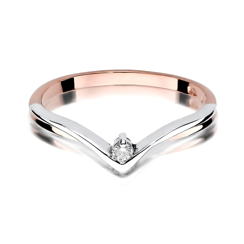 Pierścionek W051 Diament 0,04ct różowe złoto