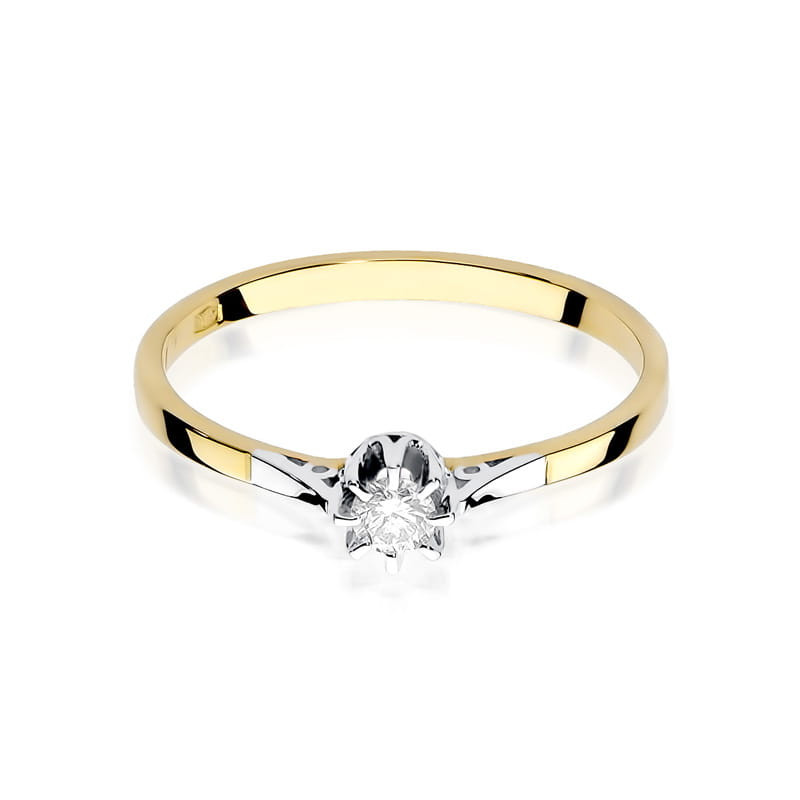 "Pierścionek W209 Diament 0,08ct żółte złoto - Daimana.pl | Najw