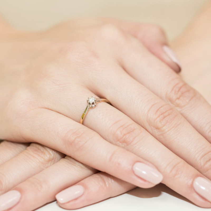 "Pierścionek W209 Diament 0,08ct żółte złoto - Daimana.pl | Najw