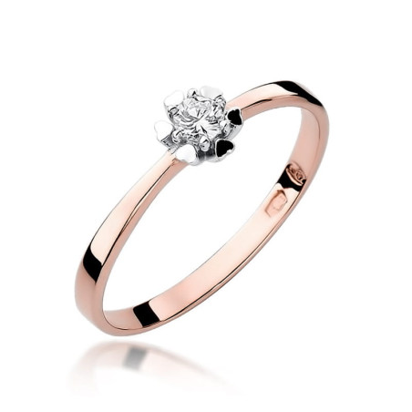 Pierścionek W053 Diament 0,10ct różowe złoto