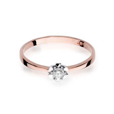 Pierścionek W053 Diament 0,10ct różowe złoto