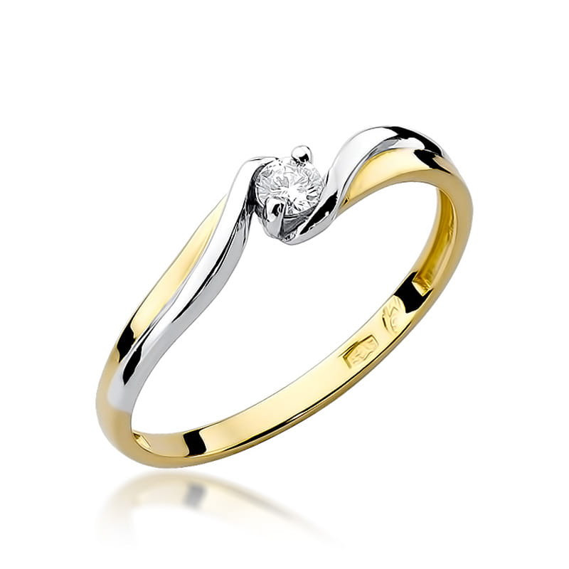 "Pierścionek W211 z diamentem 0,08ct w żółtym złocie - Daimana.p