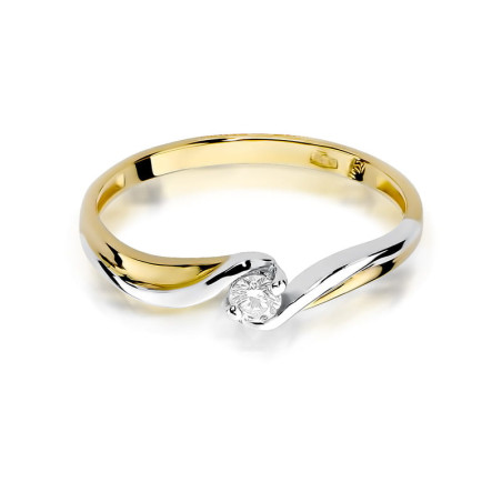 "Pierścionek W211 z diamentem 0,08ct w żółtym złocie - Daimana.p