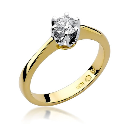 "Pierścionek W220B z 0,25ct diamentem w żółtym złocie - Daimana.