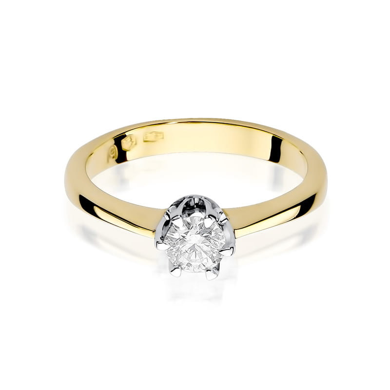 "Pierścionek W220B z 0,25ct diamentem w żółtym złocie - Daimana.