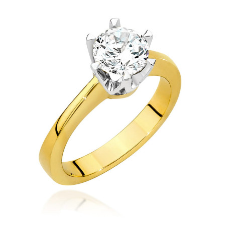 "Pierścionek W220B Diament 0,70ct żółte złoto - Daimana.pl: Najw