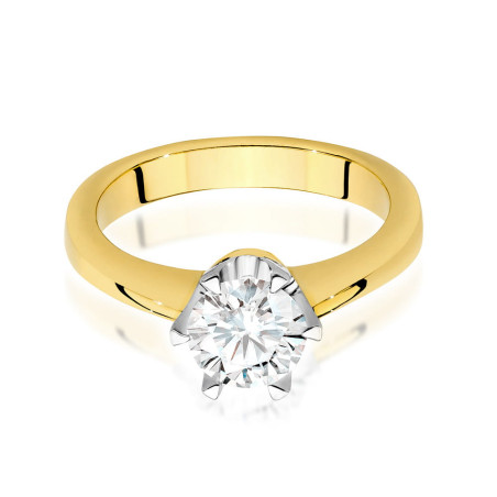 "Pierścionek W220B Diament 0,70ct żółte złoto - Daimana.pl: Najw