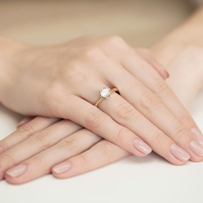 "Pierścionek W220B Diament 0,70ct żółte złoto - Daimana.pl: Najw