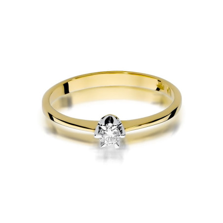 "Pierścionek W220 Diament 0,10ct Żółte Złoto - Daimana.pl | Eksk